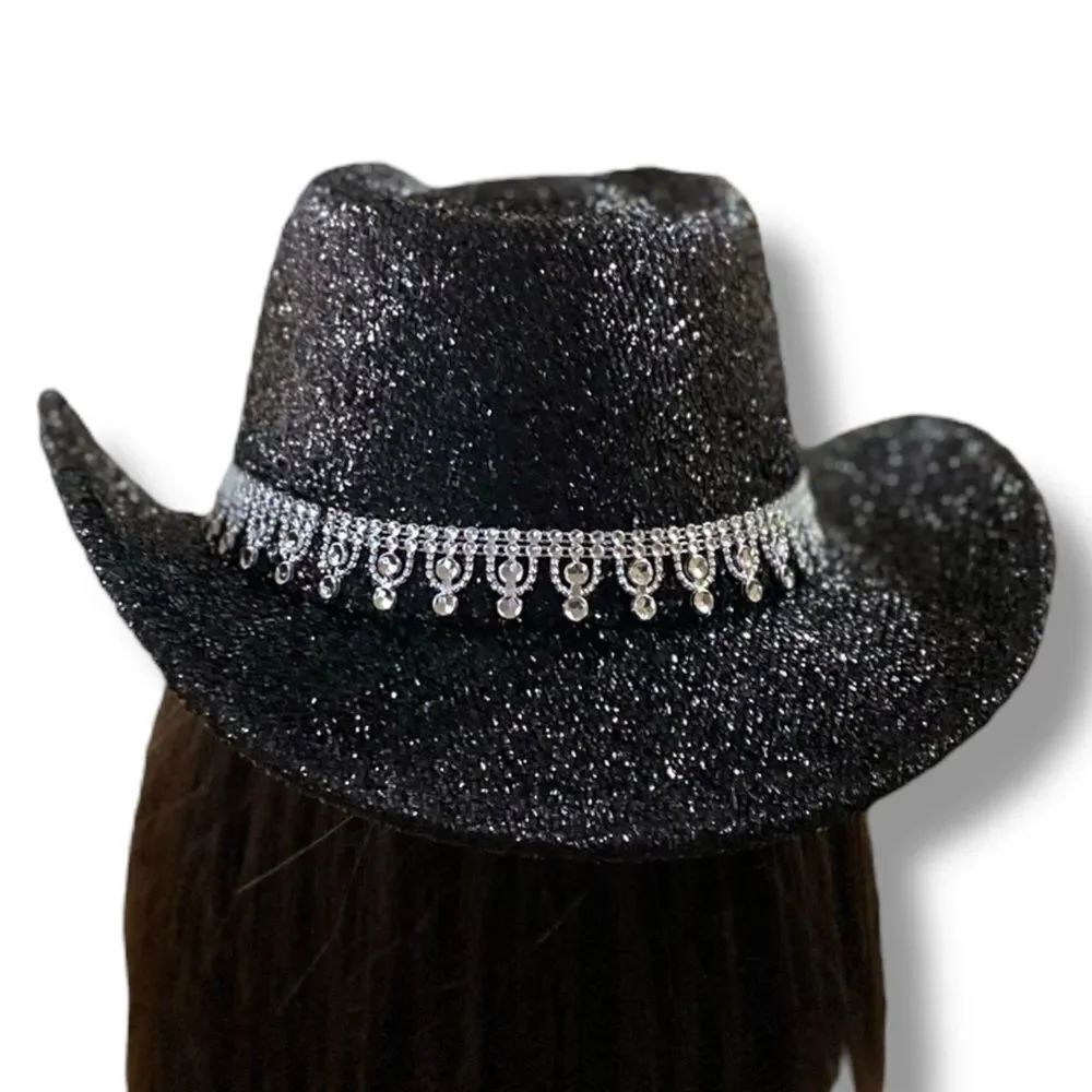 Black Sparkle Rhinestone Cowboy Hat | Disco Cowgirl Festival Glam NWT